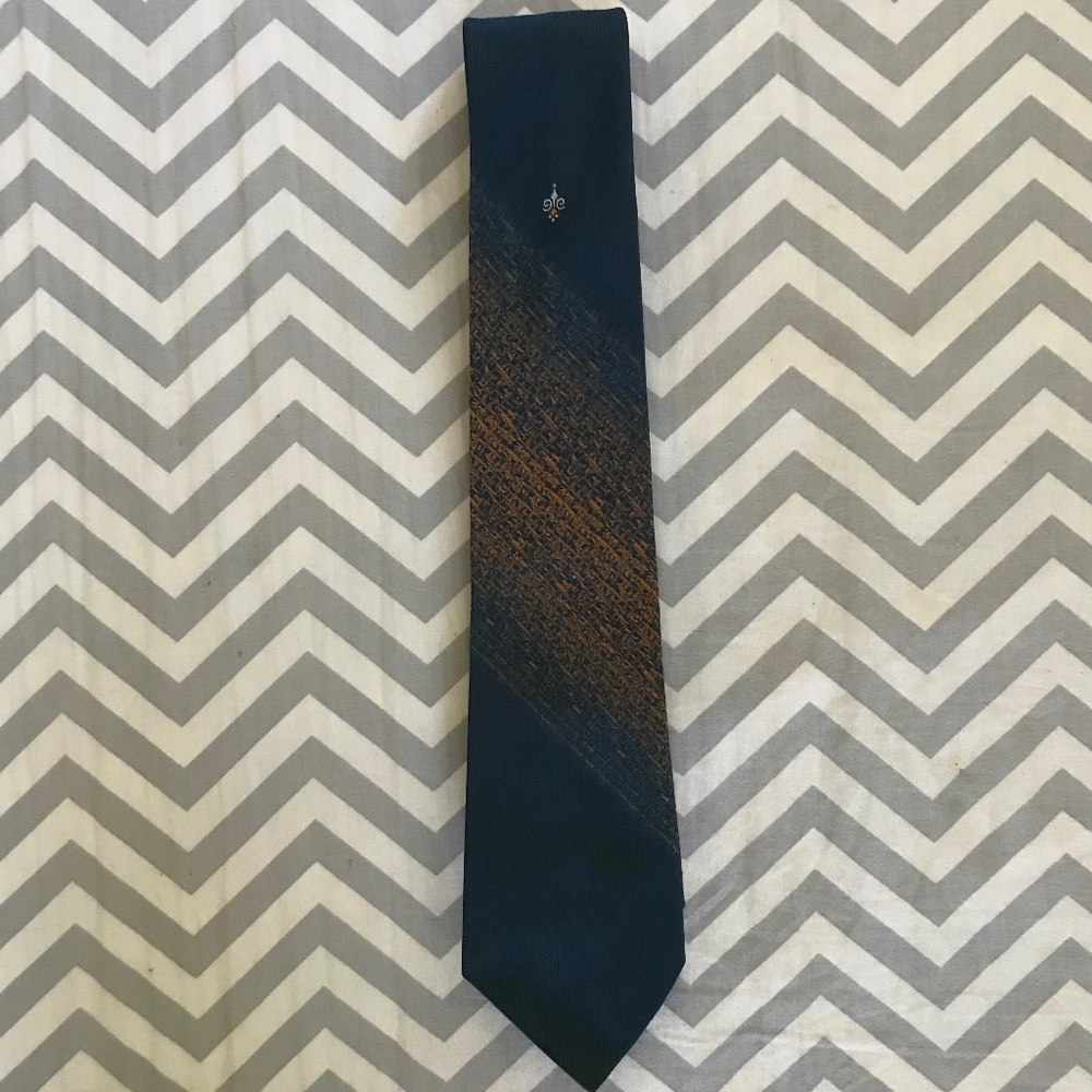 💓Vintage Blue and Orange Dacron Polyester Neck Tie